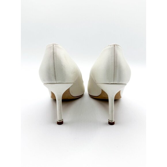 Manolo Blahnik Hangisi 70 Embellished Satin Jewel Buckle Designer Wedding Pumps - Picture 5 of 9